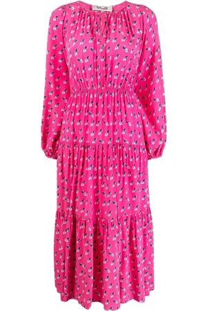 Diane von Furstenberg Langærmet midi-kjole med rund hals