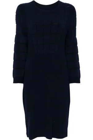 CHANEL Kort tekstureret kjole med cropped ærmer fra 00