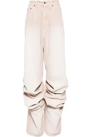 Y / PROJECT Wrinkled mid-rise wide-leg jeans