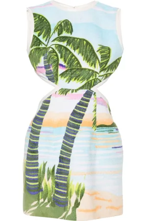 Marine Serre Kort kjole med strandtryk og jacquard