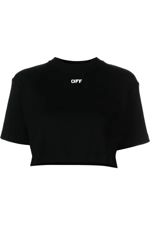 OFF-WHITE Cropped T-shirt med logotryk