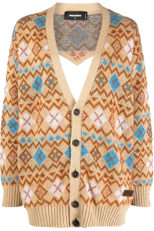 Dsquared2 Uldcardigan med geometrisk tryk