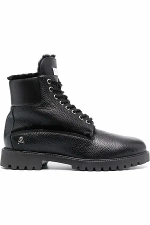 Philipp Plein Støvler med lammeskindsfor og snøre