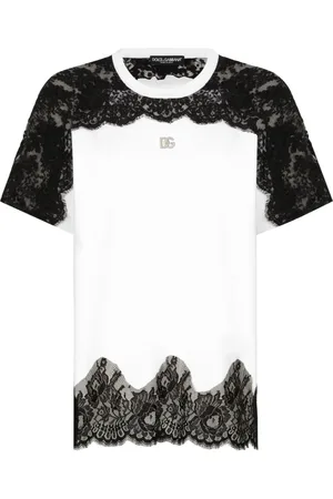 Dolce & Gabbana T-shirt med blondedetalje og paneler