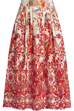 Etro Mellemlang broderet nederdel med paisleytryk
