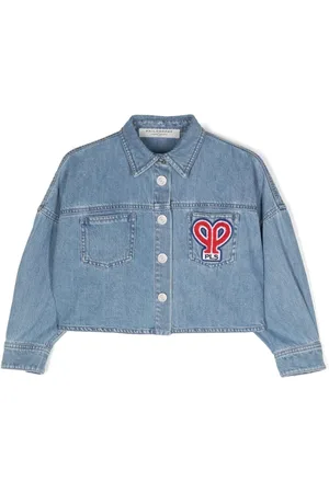 PHILOSOPHY DI LORENZO SERAFINI Cropped denimjakke med broderet logo