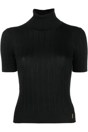 Saint Laurent Ribstrikket top med rullekrave