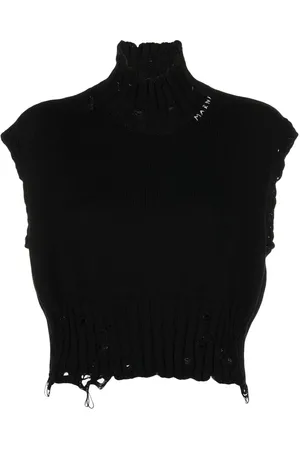 Marni Cropped vest med slitageeffekt
