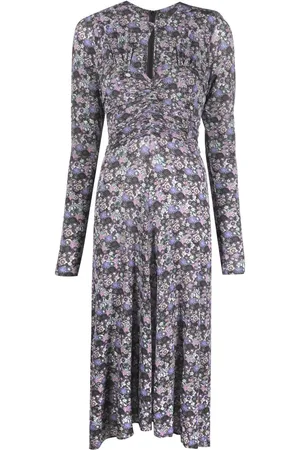Isabel Marant Midi kjole med blomstertryk og lange ærmer