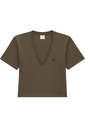 Courrèges Cropped T-shirt med logo-applikation