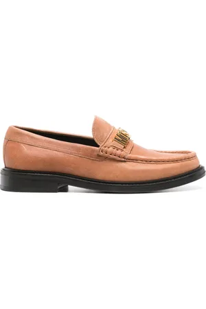 Moschino Loafers i ruskind med logoplade