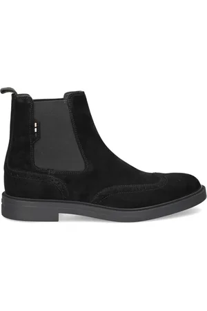 HUGO BOSS Chelsea støvler i ruskind med brogue-detalje