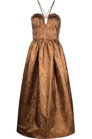 ULLA JOHNSON Mellemlang Seraphina kjole i taffeta med halterneck