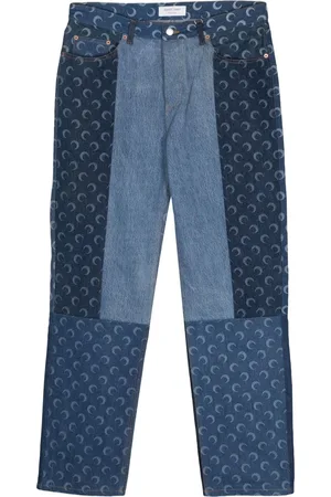 Marine Serre Jeans med lige ben og monogram-mønster