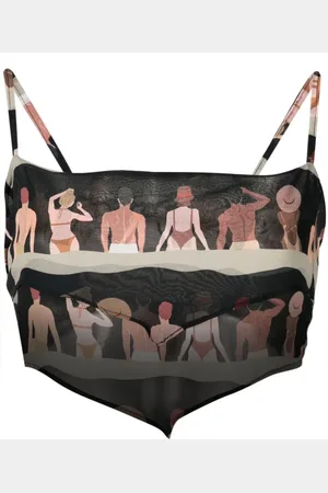 AMIR SLAMA Cropped top med grafisk tryk