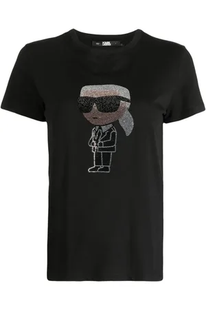 Karl Lagerfeld Ikon T-shirt med rhinstenudsmykning