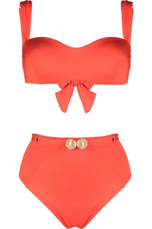 Noire Swimwear Bandeau-bikini med søskal-motiv