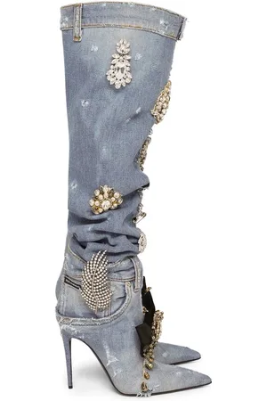 Dolce & Gabbana Knæhøje støvler med patchwork-denim