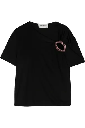 Sonia by Sonia Rykiel Asymmetrisk T-shirt med læbemotiv