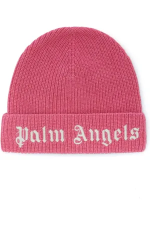 Palm Angels Ribstrikket hue med broderet logo