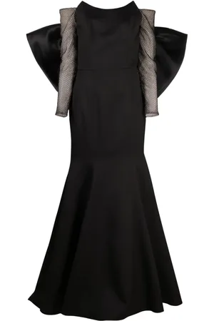 Bazza Alzouman Fishtail-kjole i satin med off-shoulder-snit