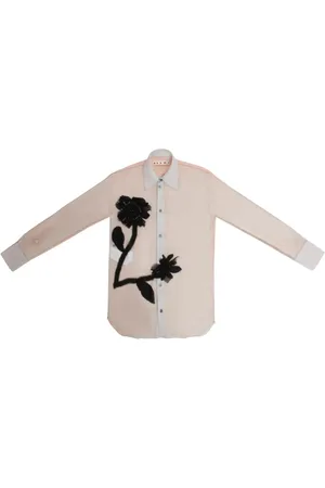 Marni Silkeskjorte med blomstrede-tyl-applikation