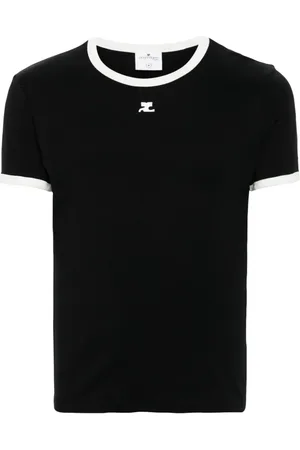 Courrèges T-shirt i kontrastfarvet bomuld