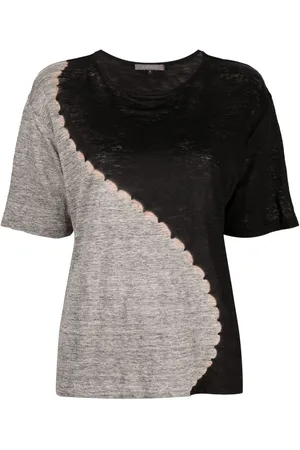 SUZUSAN T-shirt i hør med paneler
