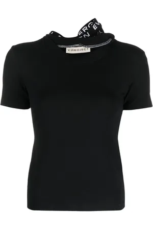 Y / PROJECT T-shirt med jacquard-logo og triple-krave