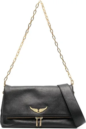 Zadig & Voltaire Skuldertaske i læder med logoplade