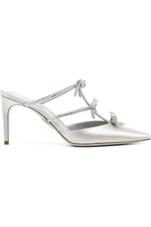 RENE CAOVILLA 80mm mules i satin med sløjfedetalje