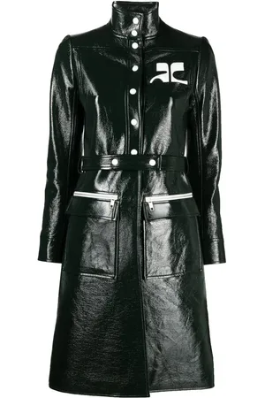 Courrèges Trenchcoat i vinyl med logoapplikation