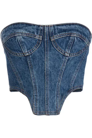 DAVID KOMA Cropped bustier-top i denim