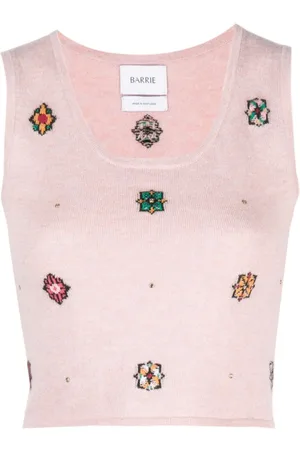 Barrie Cropped top i strik med blomstertryk