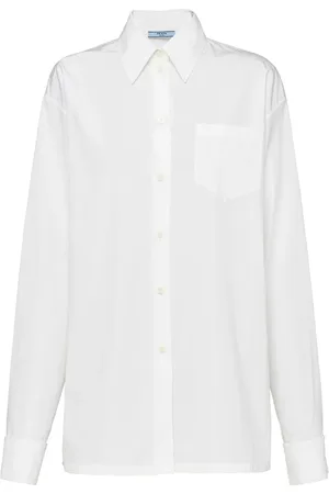 Prada Poplin-skjorte med trekantet logo