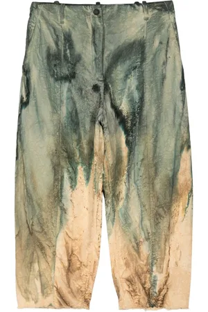 MASNADA Cropped bukser med batiktryk