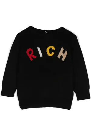 John Richmond Sweater med Intarsia-logo