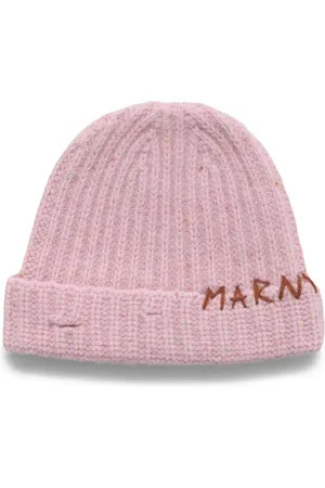 Marni Ribstrikket hue med broderet logo