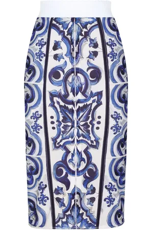 Dolce & Gabbana Midi nederdel med Majolica-tryk og A-snit