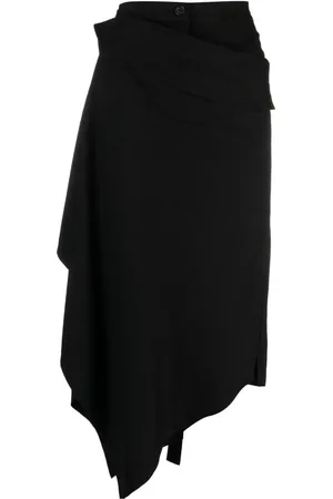 YOHJI YAMAMOTO Asymmetrisk mellemlang nederdel med drapering