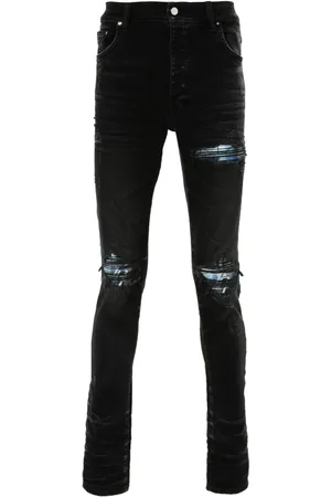AMIRI Skotskternede MX1 skinny-jeans med mellemhøj talje