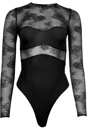 FLEUR DU MAL Langærmet bodysuit med blomstrede blonde