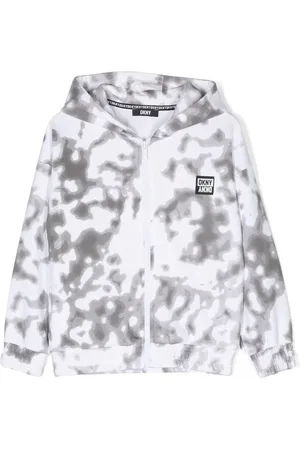 DKNY Hættetrøje med batiktryk og lynlås