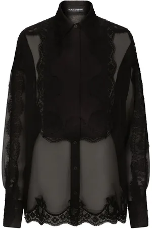 Dolce & Gabbana Smokingskjorte i organza med blondekant
