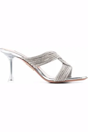 Aquazzura Mules med høj hæl og vævet detalje