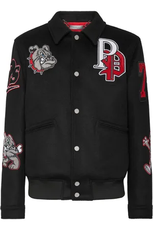 Philipp Plein Bomberjakke med spread-krave og logomærke