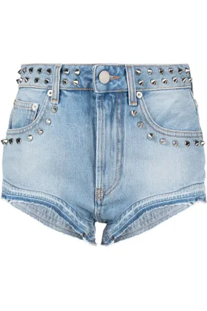 Alessandra Rich Denimshorts med nitteudsmykning
