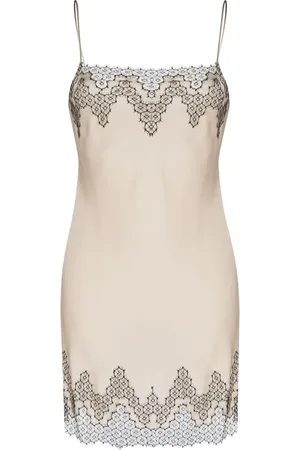 CARINE GILSON Slip-kjole med Calais-Caudry blonder