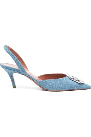 Amina Muaddi 60 mm Camelia pumps med ædelsten-udsmykning