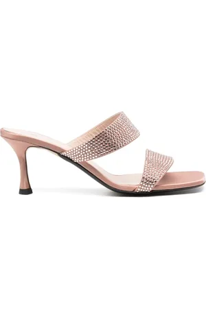 Nº21 70mm mules i læder med pailletter